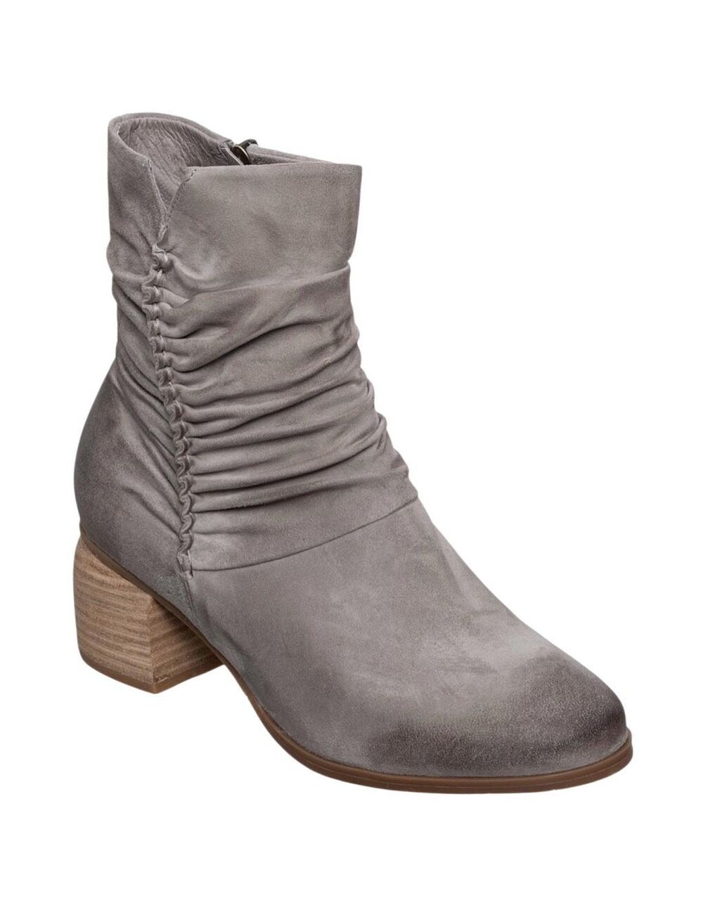 Antelope $239 Women's Nona Ruched Suede Block Heel Bootie Light Gray 40 US 9-9.5